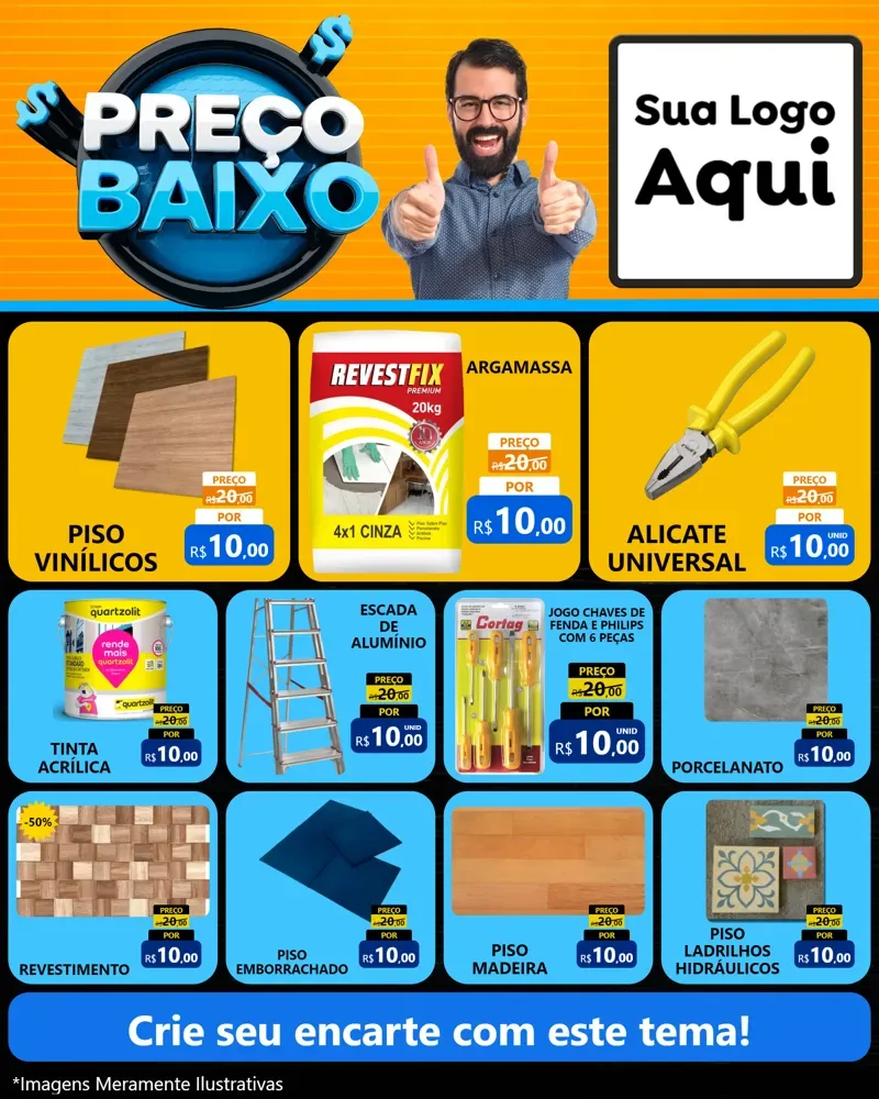 Modelo de Rede Social para Feed Instagram com o tema Preço Baixo para Material para Construção