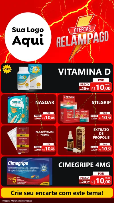 Modelo de TV para TV Vertical com o tema Ofertas Relâmpago para Farmácia
