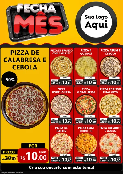 Modelo de Encarte para Encarte A4 Vertical com o tema Fecha Mês para Pizzaria