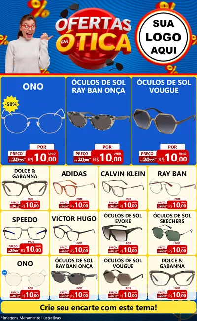 Modelo de Encarte para Encarte Grande com o tema Ofertas da Ótica para Óticas