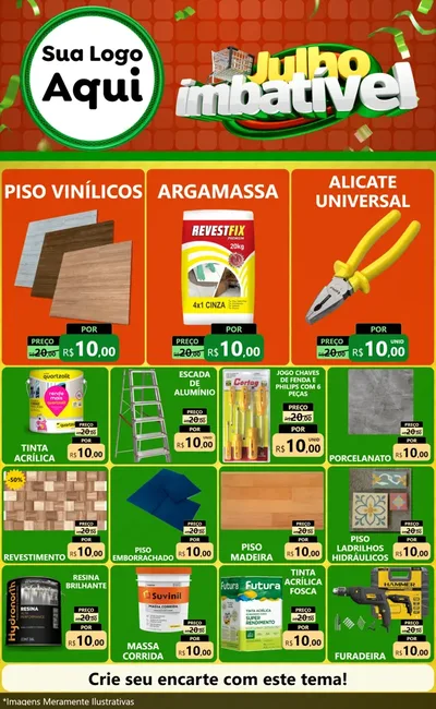 Modelo de Encarte para Encarte Grande com o tema Julho Imbatível para Material para Construção