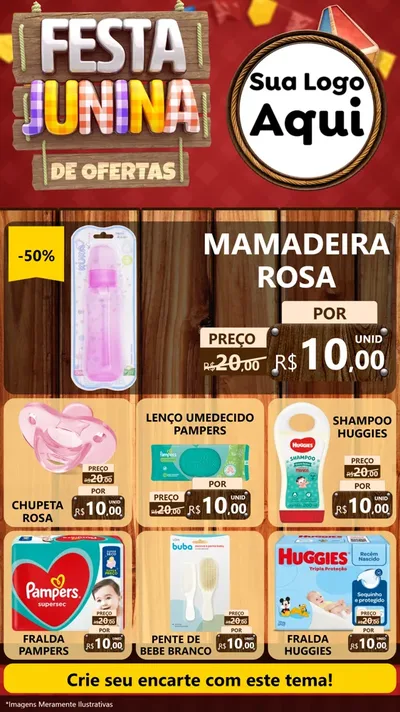 Modelo de Rede Social para Stories com o tema Festa Junina de Ofertas para Bebês