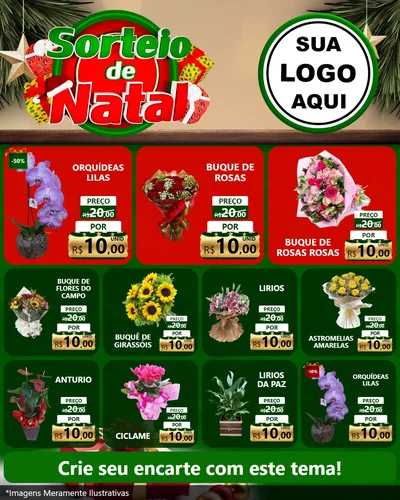 Modelo de Rede Social para Feed Instagram com o tema Sorteio de Natal para Floricultura e jardim