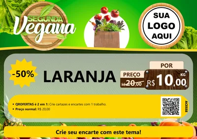 Modelo de Cartaz para Cartaz A4 Horizontal com o tema Segunda Vegana para Hortifrúti