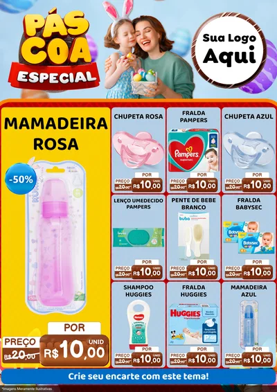 Modelo de Encarte para Encarte A4 Vertical com o tema Páscoa Especial para Bebês