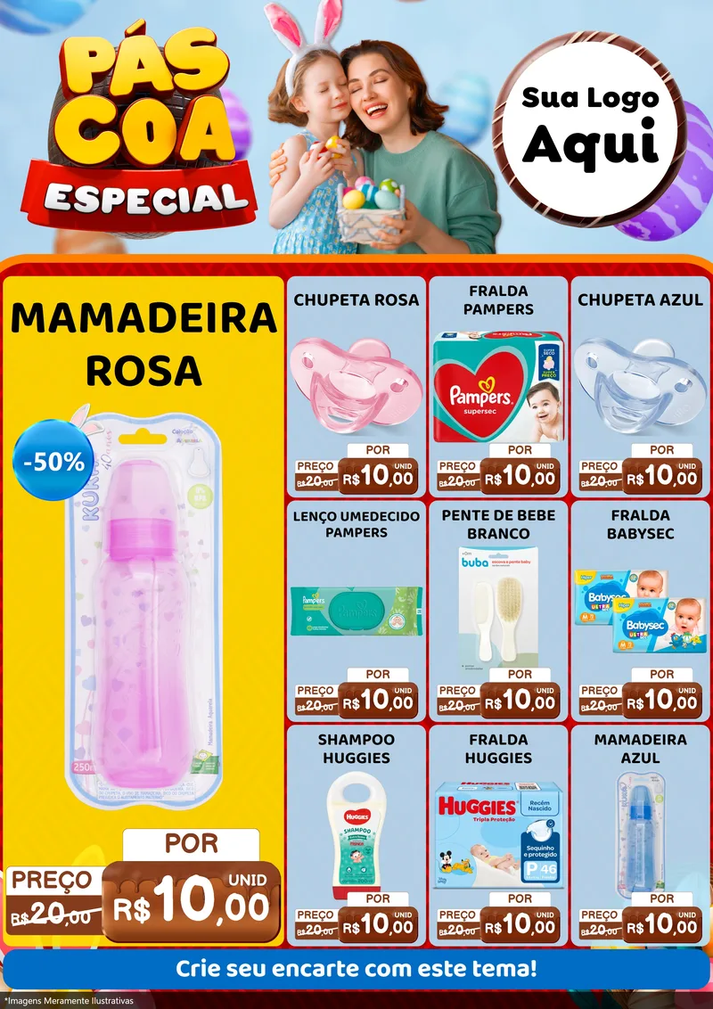 Modelo de Encarte para Encarte A4 Vertical com o tema Páscoa Especial para Bebês