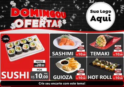 Modelo de Encarte para Encarte A4 Horizontal com o tema Domingou de Ofertas para Comida japonesa