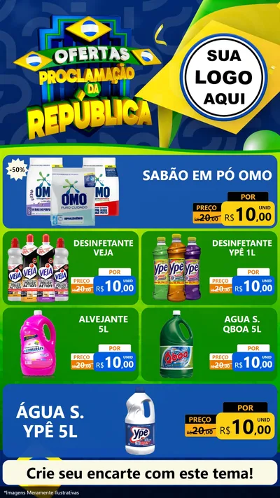 Modelo de TV para TV Vertical com o tema Ofertas Proclamação da República para Produtos de Limpeza