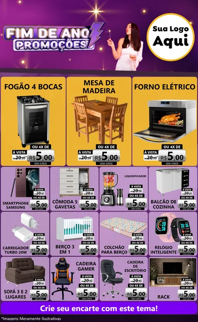 Modelo de Encarte para Encarte Grande com o tema Fim de Ano Promoções para Móveis e Eletro