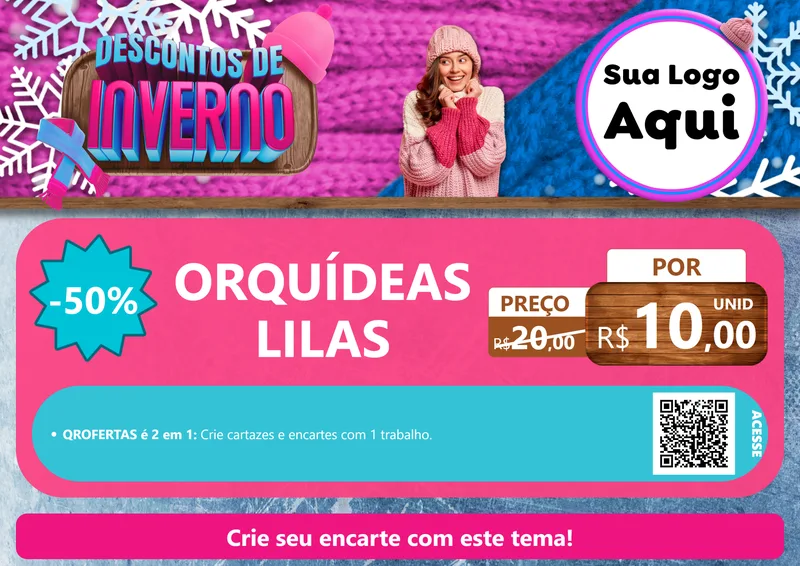 Modelo de Cartaz para Cartaz A4 Horizontal com o tema Descontos de Inverno para Floricultura e jardim