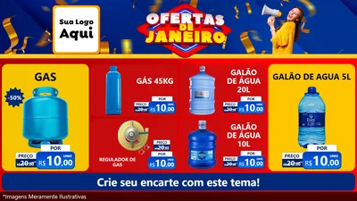 Modelo de TV para TV Horizontal com o tema Ofertas de Janeiro para Água e gás