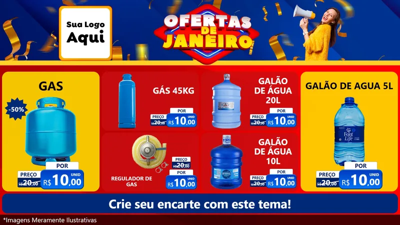 Modelo de TV para TV Horizontal com o tema Ofertas de Janeiro para Água e gás
