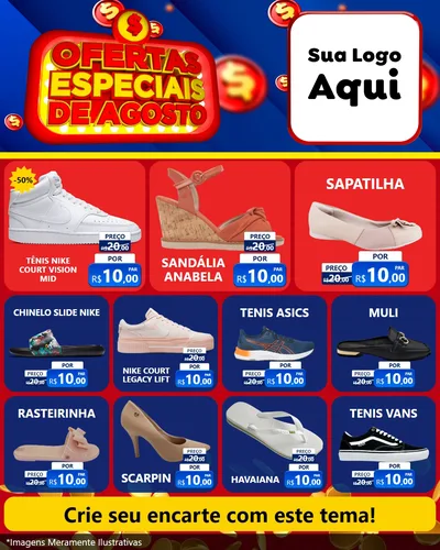Modelo de Rede Social para Feed Instagram com o tema Ofertas Especiais de Agosto para Calçados