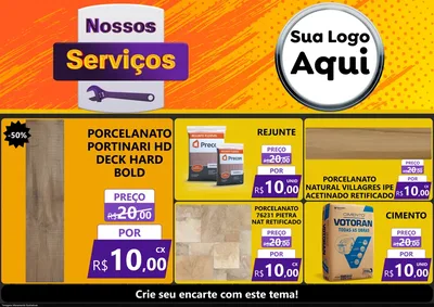 Modelo de Encarte para Encarte A4 Horizontal com o tema Nossos Serviços para Pisos e revestimentos