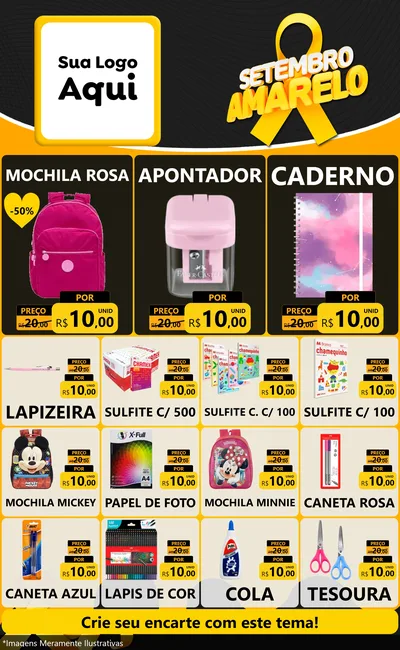 Modelo de Encarte para Encarte Grande com o tema Setembro Amarelo para Papelaria
