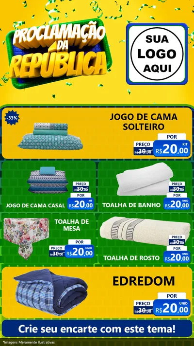 Modelo de TV para TV Vertical com o tema Proclamação da República para Cama, Mesa e Banho