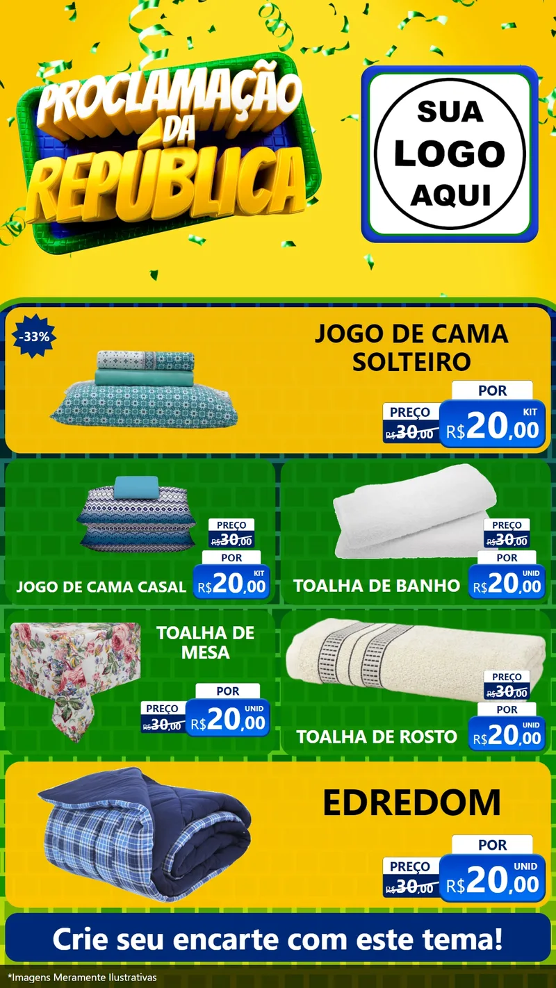 Modelo de TV para TV Vertical com o tema Proclamação da República para Cama, Mesa e Banho