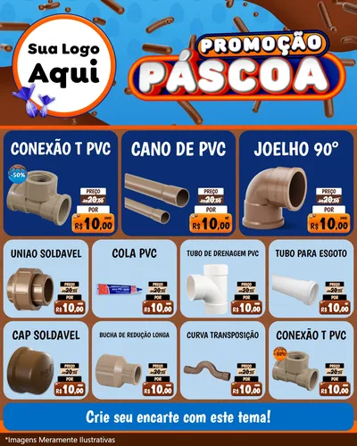 Modelo de Rede Social para Feed Instagram com o tema Promoção Páscoa para Tubos e conexões
