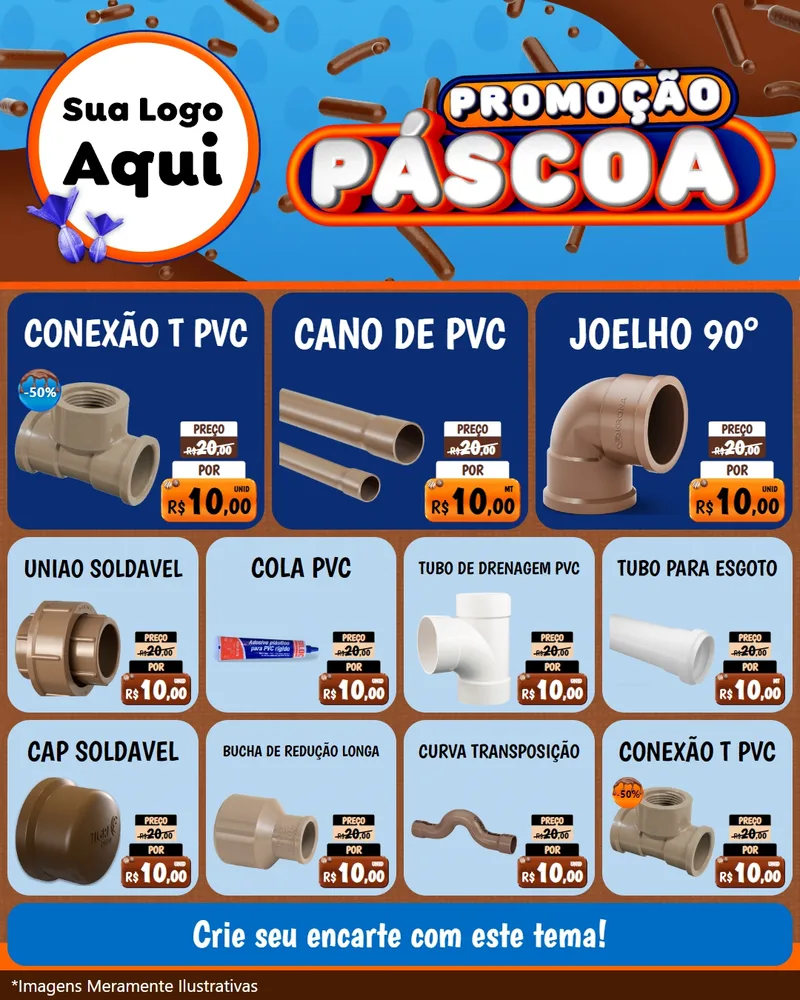 Modelo de Rede Social para Feed Instagram com o tema Promoção Páscoa para Tubos e conexões