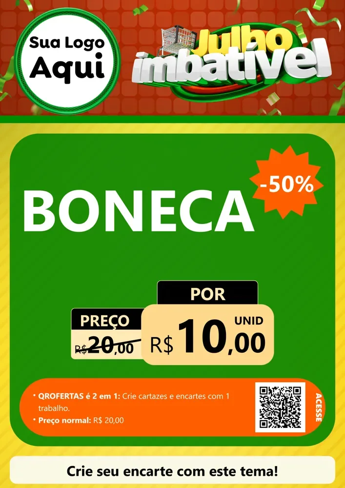 Modelo de Cartaz para Cartaz A4 Vertical com o tema Julho Imbatível para Brinquedos