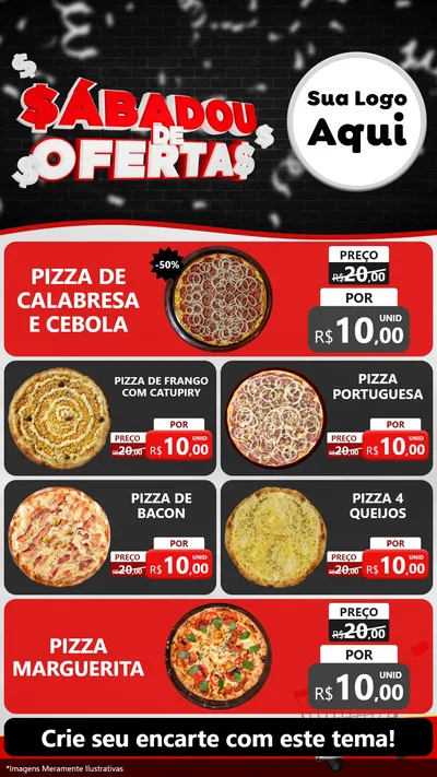 Modelo de TV para TV Vertical com o tema Sabadou de Ofertas para Pizzaria