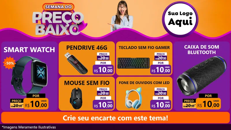 Modelo de TV para TV Horizontal com o tema Semana do Preço Baixo para Informática