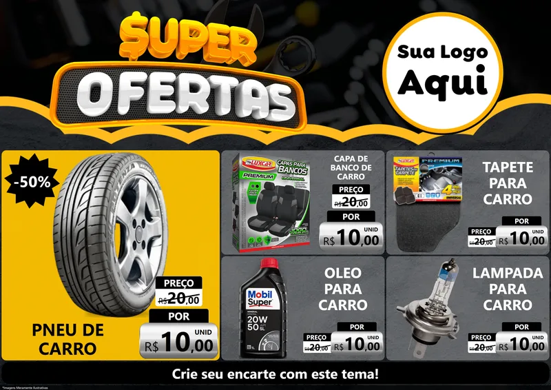 Modelo de Encarte para Encarte A4 Horizontal com o tema Super Ofertas - Autopeças para Auto peças