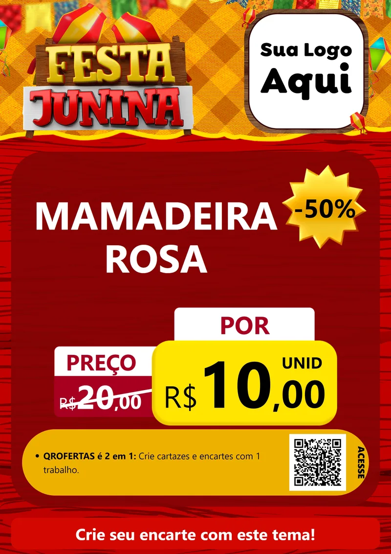 Modelo de Cartaz para Cartaz A4 Vertical com o tema Festa Junina para Bebês