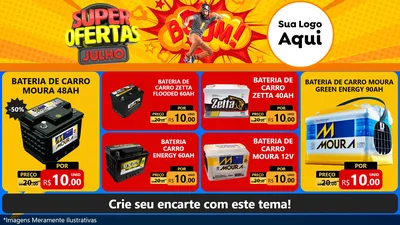 Modelo de TV para TV Horizontal com o tema Super Ofertas Julho para Baterias Elétricas
