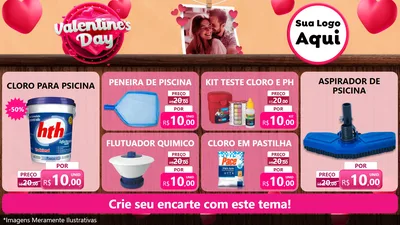 Modelo de TV para TV Horizontal com o tema Valentine's Day para Produtos para Piscina
