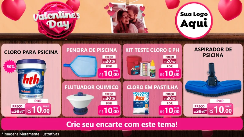Modelo de TV para TV Horizontal com o tema Valentine's Day para Produtos para Piscina
