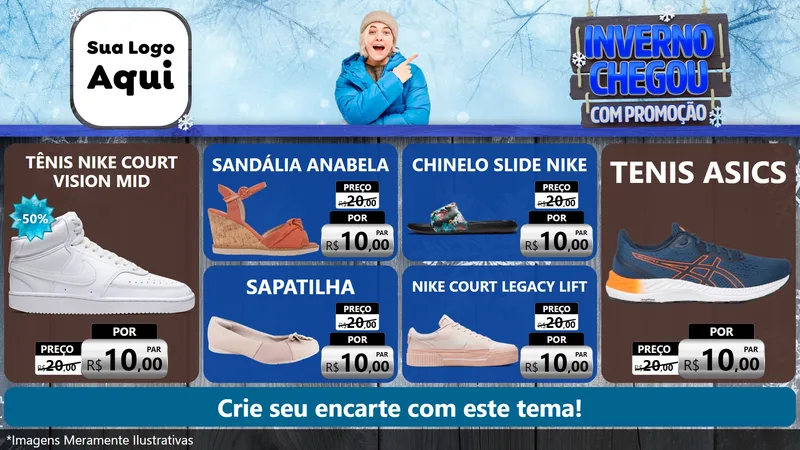 Modelo de TV para TV Horizontal com o tema Inverno Chegou Com Promoção para Calçados