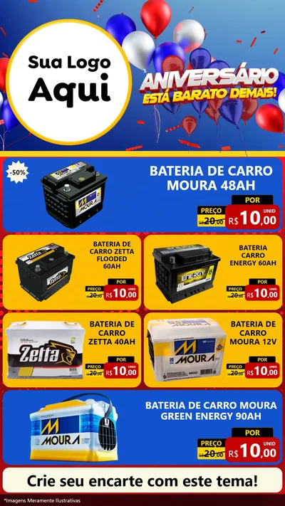 Modelo de TV para TV Vertical com o tema Aniversário para Baterias Elétricas