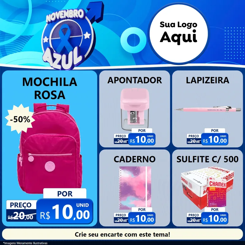 Modelo de Rede Social para Feed Facebook com o tema Novembro Azul para Papelaria