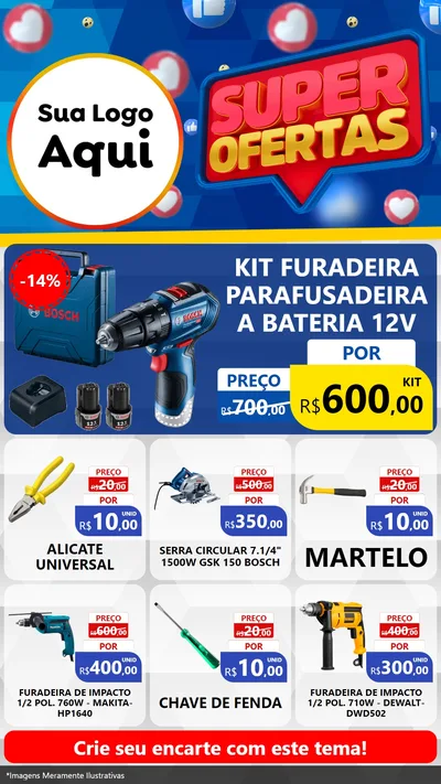 Modelo de Rede Social para Stories com o tema Super Ofertas para Maquinas e Ferramentas