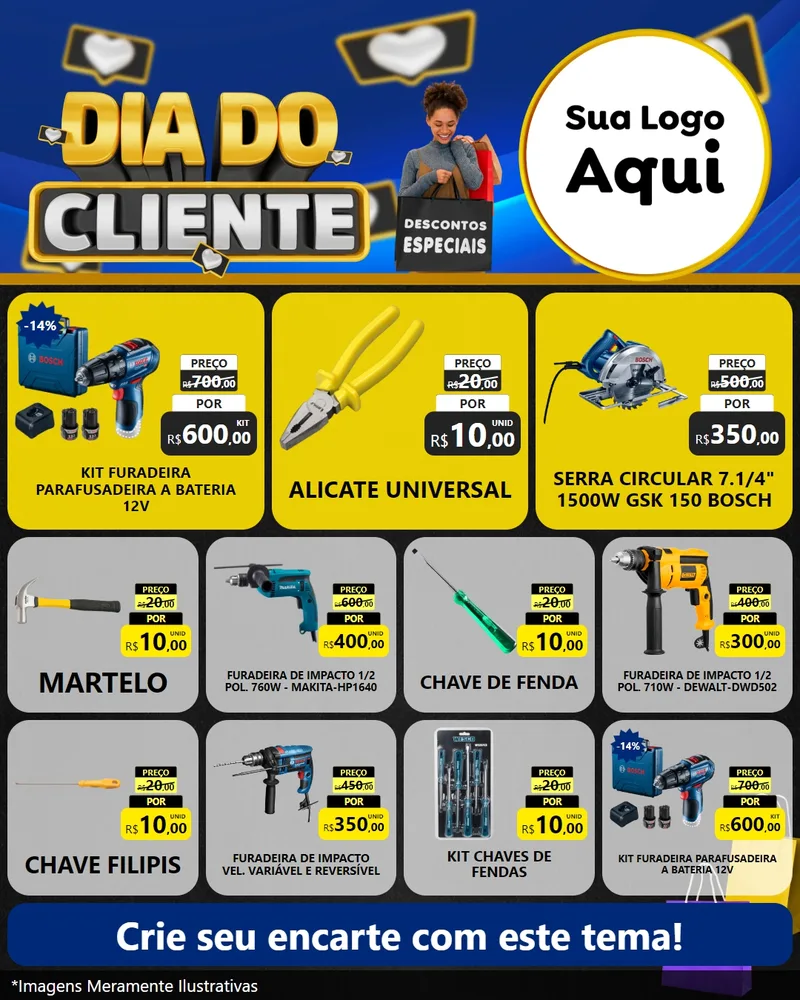 Modelo de Rede Social para Feed Instagram com o tema Dia Do Cliente para Maquinas e Ferramentas