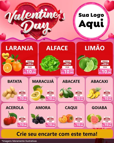 Modelo de Rede Social para Feed Instagram com o tema Valentine's Day para Hortifrúti
