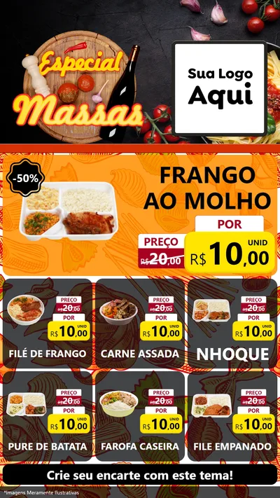 Modelo de Rede Social para Stories com o tema Especial Massas para Restaurante