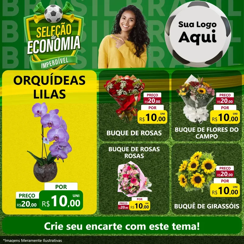 Modelo de Rede Social para Feed Facebook com o tema Seleção de Economia - Copa para Floricultura e jardim
