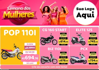Modelo de Encarte para Encarte A4 Horizontal com o tema Semana das Mulheres para Concessionaria de Motos