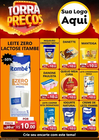Modelo de Encarte para Encarte A4 Vertical com o tema Torra Preços para Frios e Laticínios