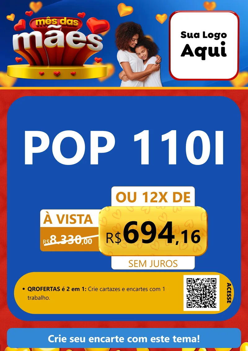 Modelo de Cartaz para Cartaz A4 Vertical com o tema Mês das Mães para Concessionaria de Motos