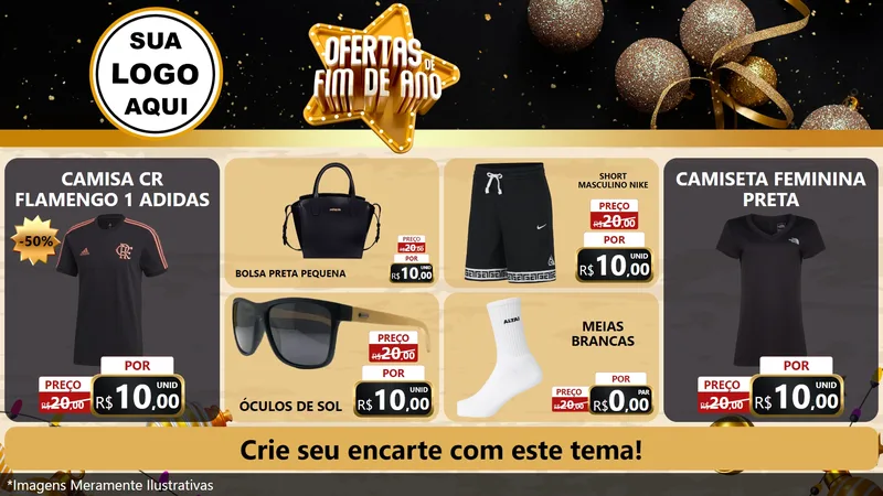 Modelo de TV para TV Horizontal com o tema Ofertas de Fim de Ano para Roupas e acessórios