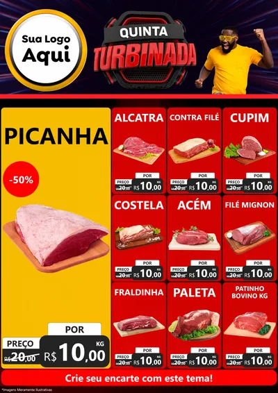 Modelo de Encarte para Encarte A4 Vertical com o tema Quinta Turbinada para Açougue