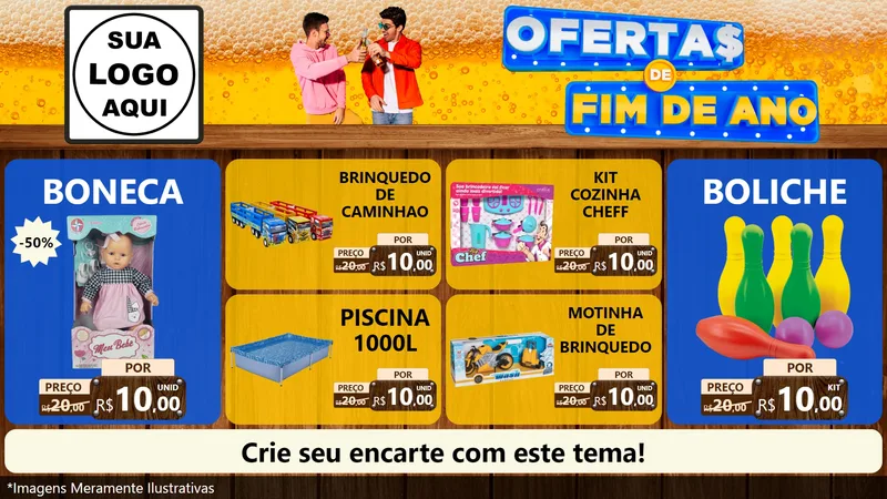 Modelo de TV para TV Horizontal com o tema Ofertas de Fim de Ano para Brinquedos