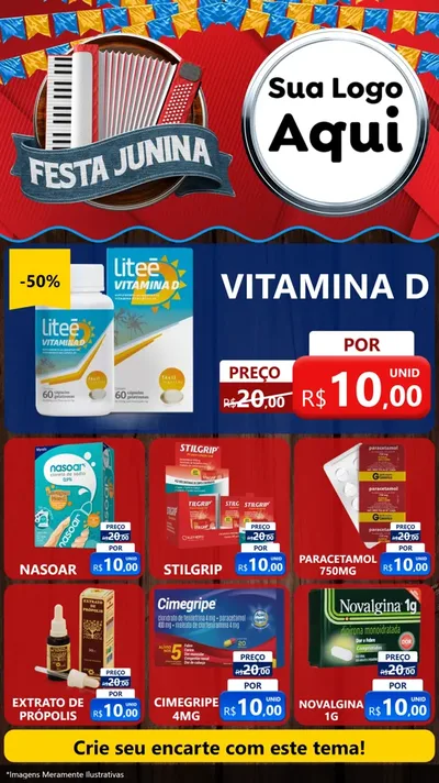 Modelo de Rede Social para Stories com o tema Festa Junina para Farmácia