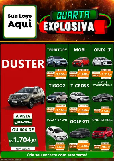Modelo de Encarte para Encarte A4 Vertical com o tema Quarta Explosiva para Concessionaria de Carros
