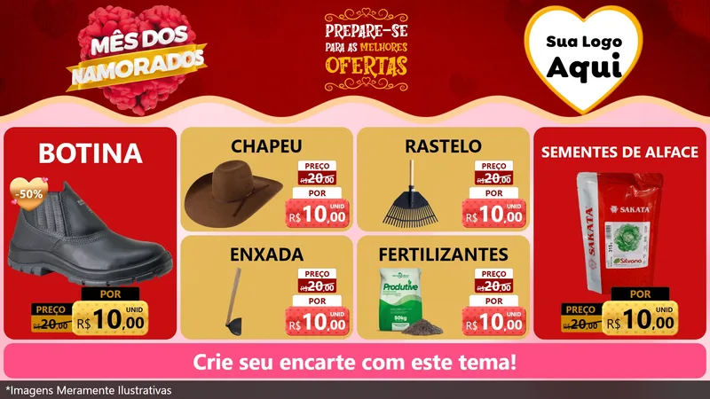 Modelo de TV para TV Horizontal com o tema Mês dos Namorados para Agropecuária