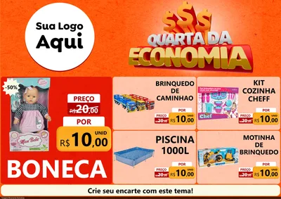 Modelo de Encarte para Encarte A4 Horizontal com o tema Quarta da Economia para Brinquedos
