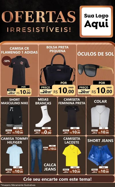 Modelo de Encarte para Encarte Grande com o tema Ofertas Irresistíveis! para Roupas e acessórios
